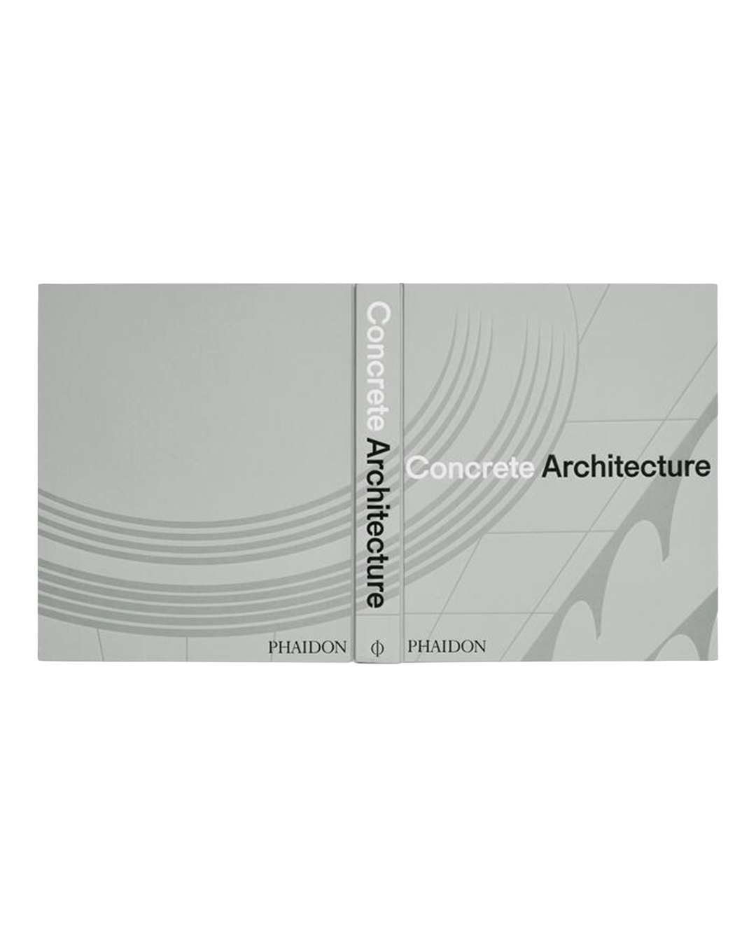 Concrete Architecture book cover by Phaidon, featuring a minimalist gray and white design with curved architectural line patterns.