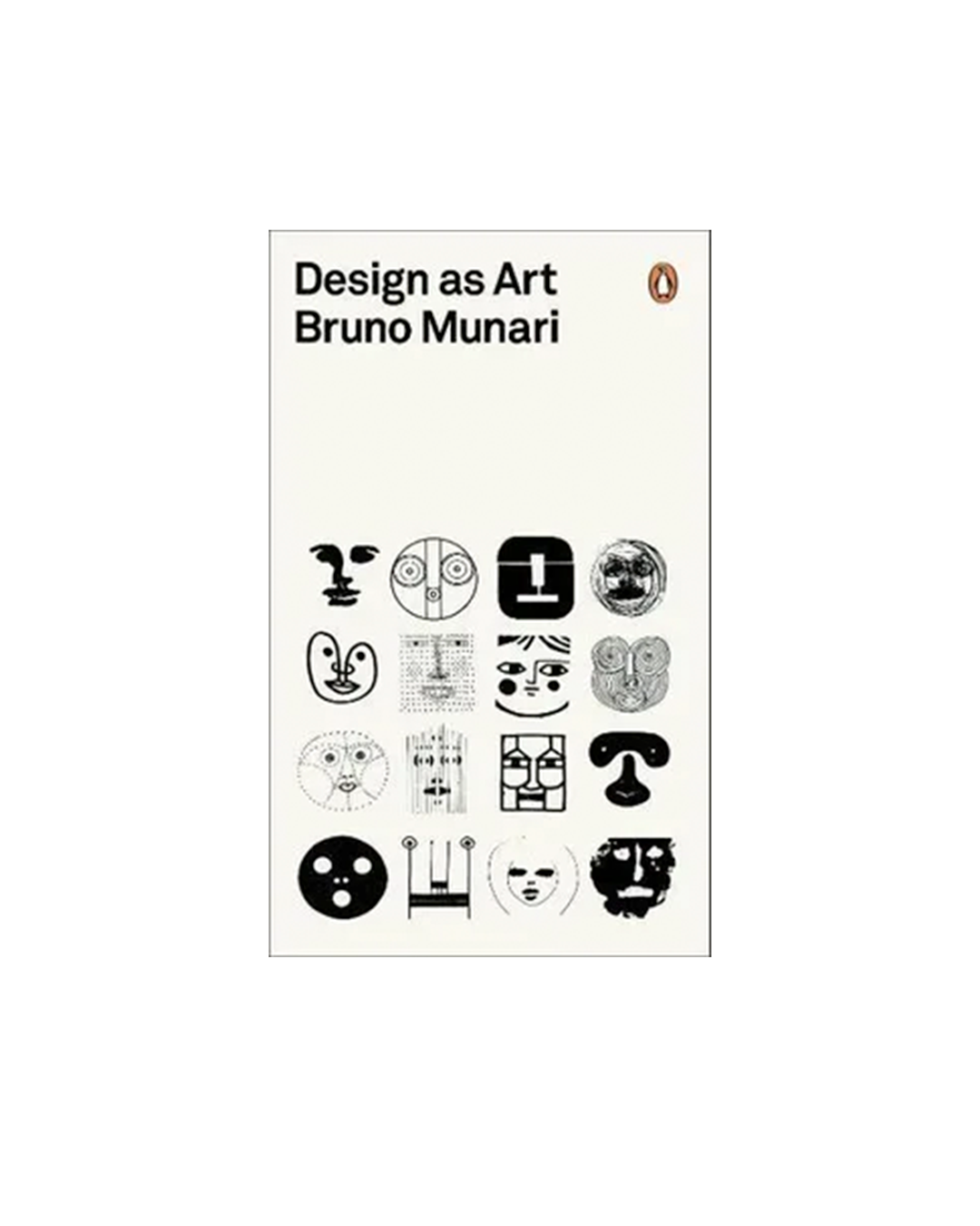 Book cover of 'Design as Art' by Bruno Munari with black and white illustrations on a white background.