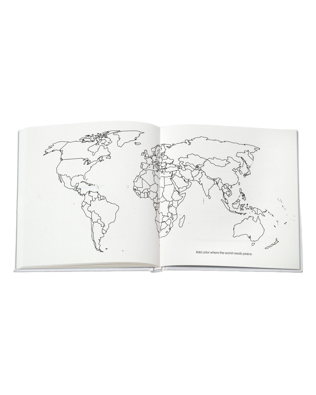 Open book with a world map on a white background