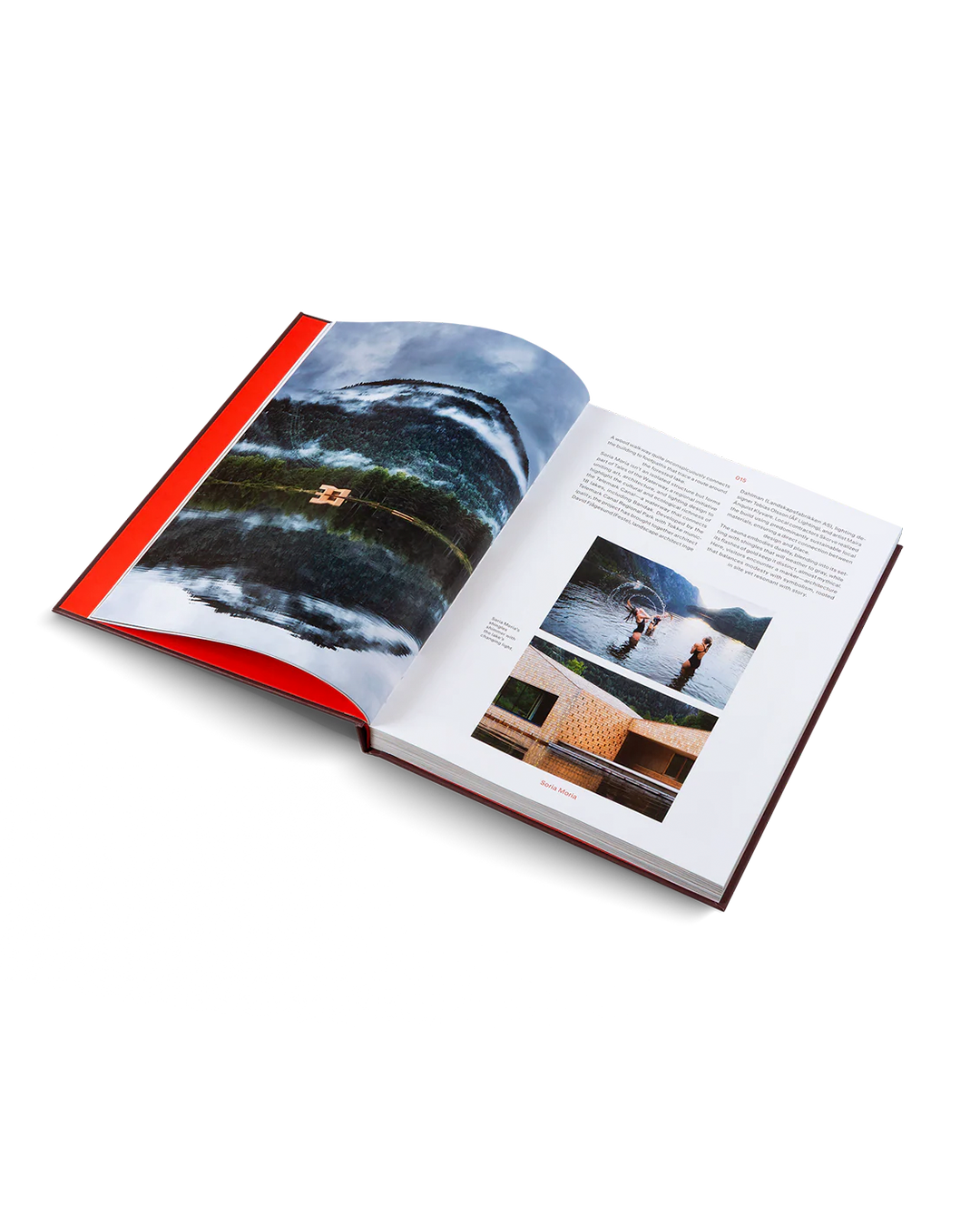 Open book with images of a person in a kayak on a white background