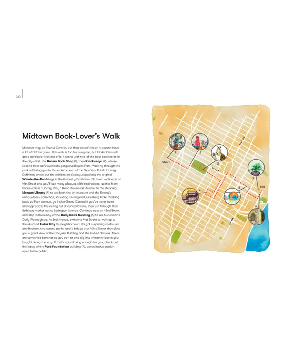 Map of Midtown Book-Lover's Walk with icons and text on a white background