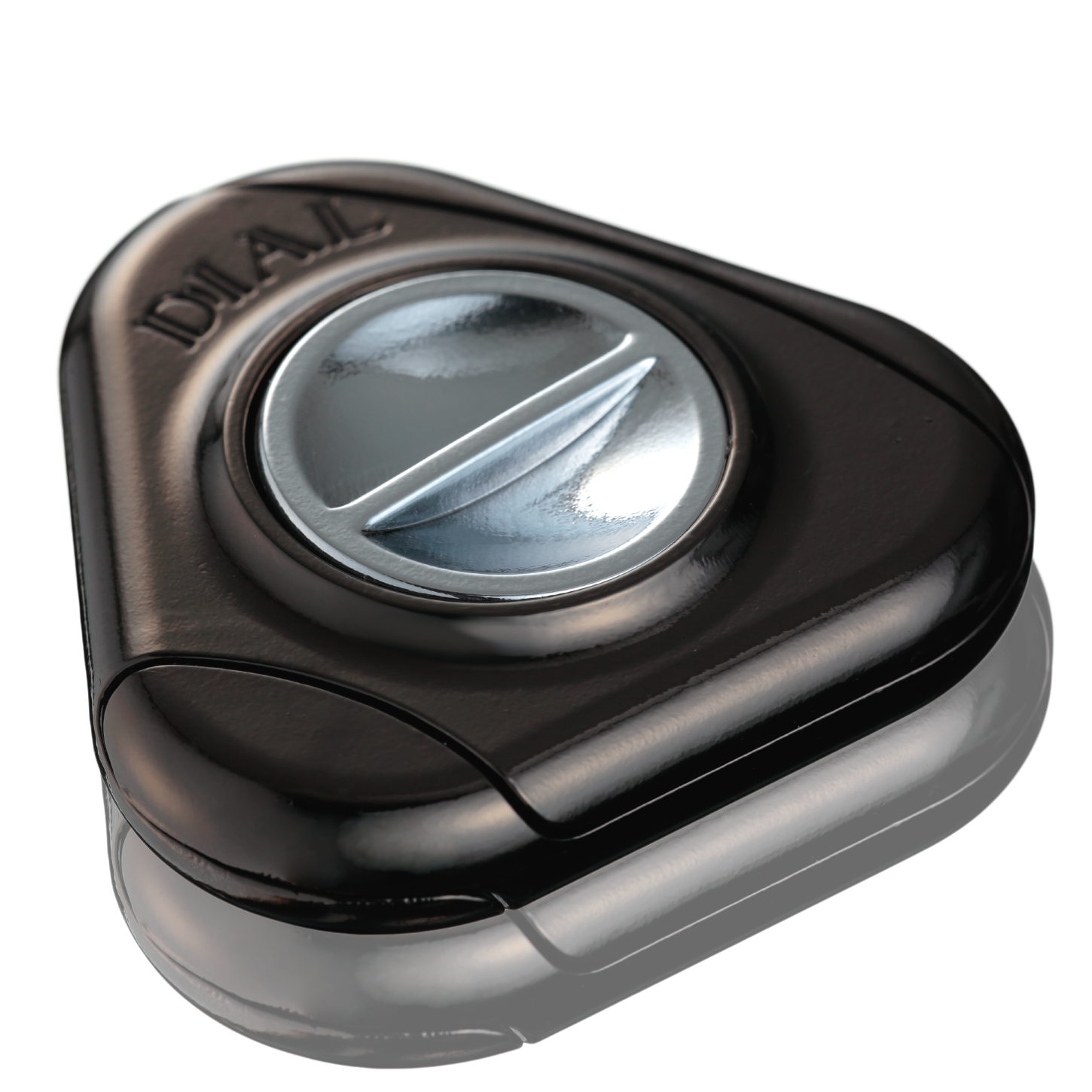 A black plastic dial featuring a silver metallic dial on top and the puzzle name 'DIAL' embossed on the side.