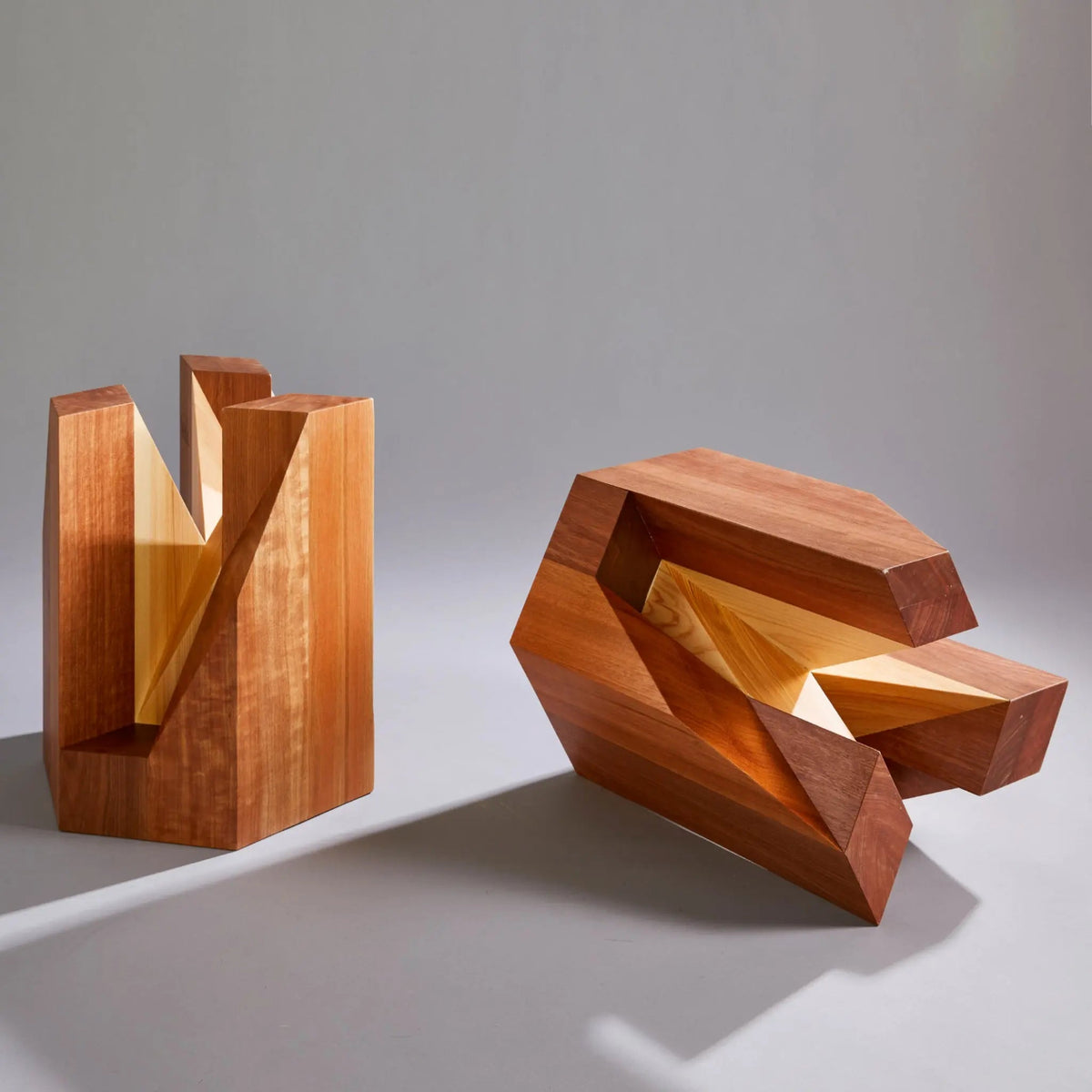 Yosegi Wood Stool Pair