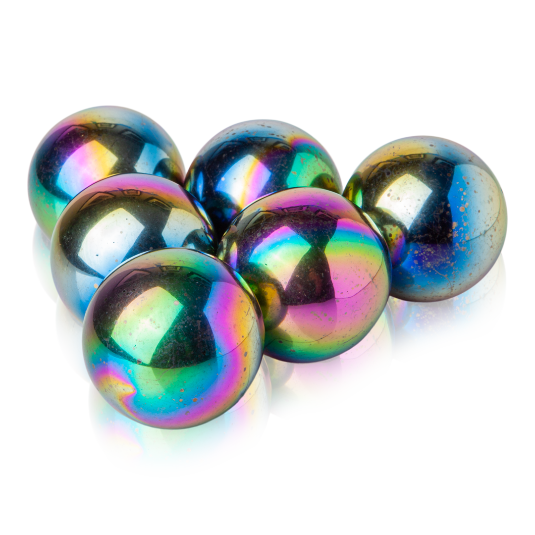 6 Pieces of 1.26 Sphere Magnet Rainbow Magnetic Balls | Hematite Rattle  Snake |Fidget Toys for Anxiety | Large Magnetic Balls | Magnets for Kids