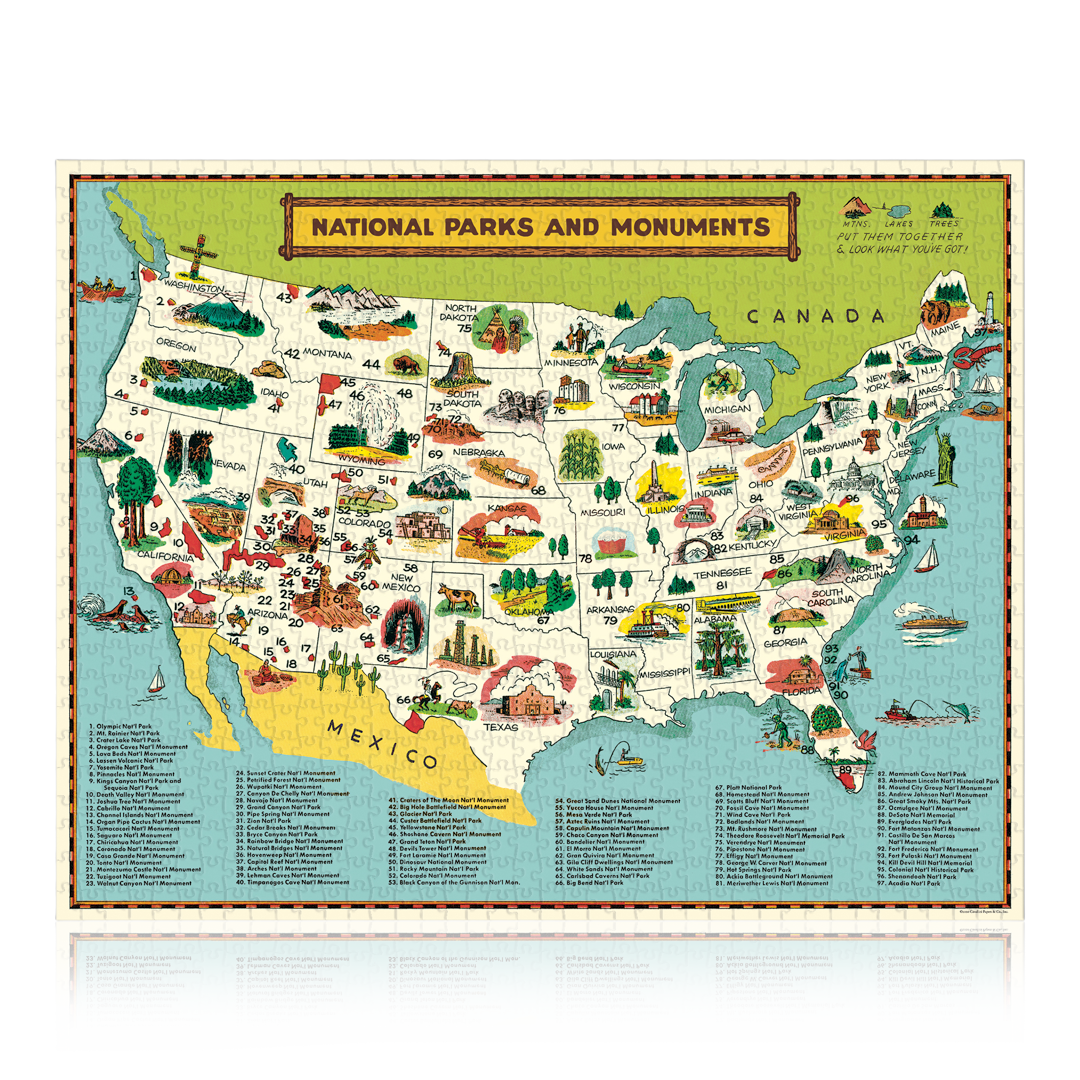 Vintage National Parks Map Puzzle