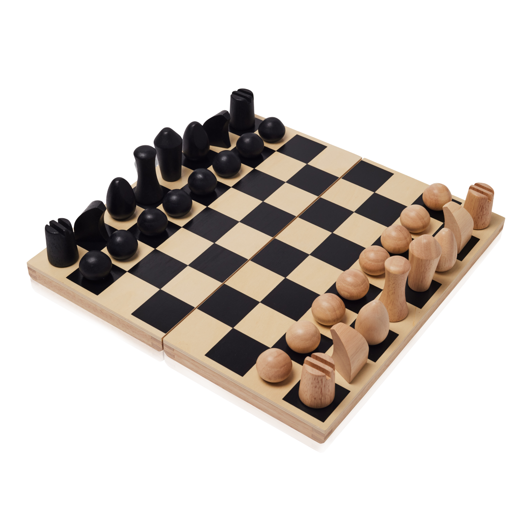 Vertical Wooden Chess Set Wood Handmade Modern Chess Board 