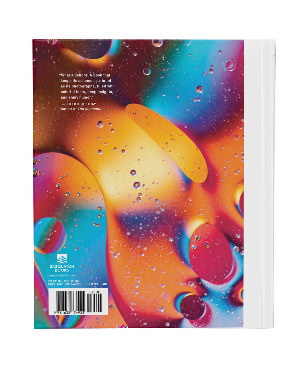 Colorful book cover with abstract design on a white background
