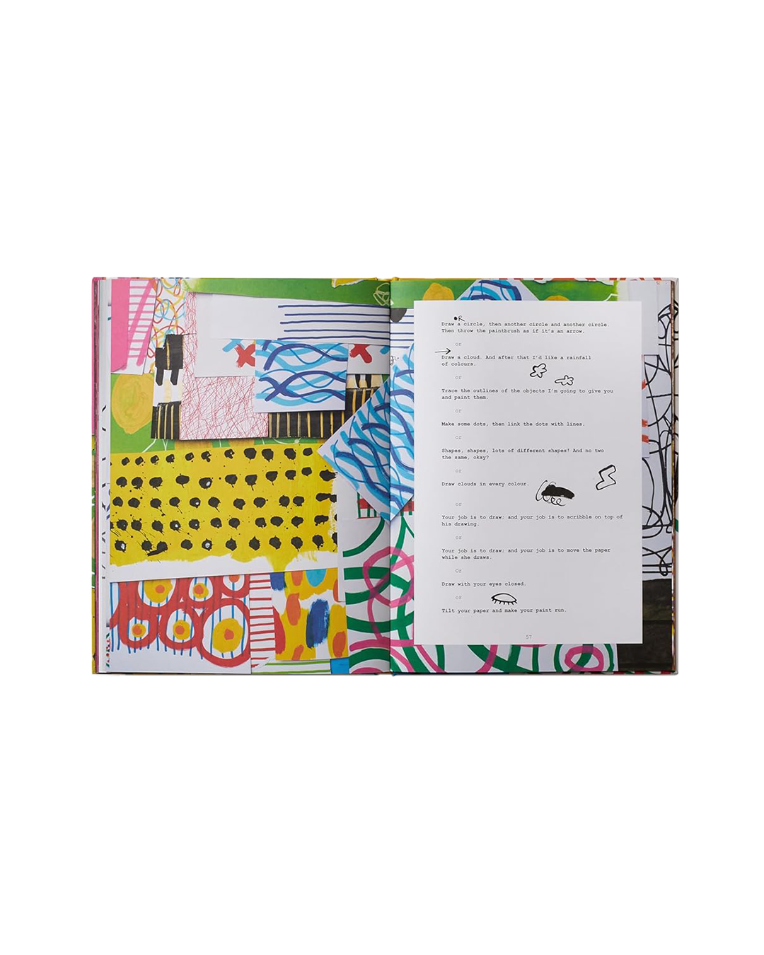 Colorful book with abstract patterns on a white background