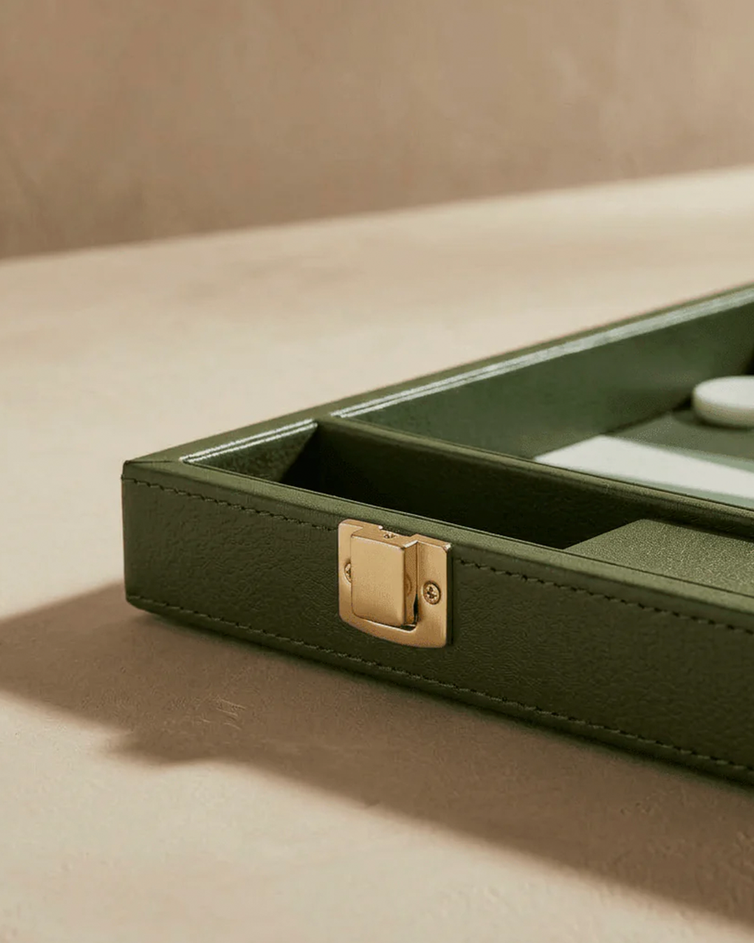 Leather Backgammon Set - Green & White