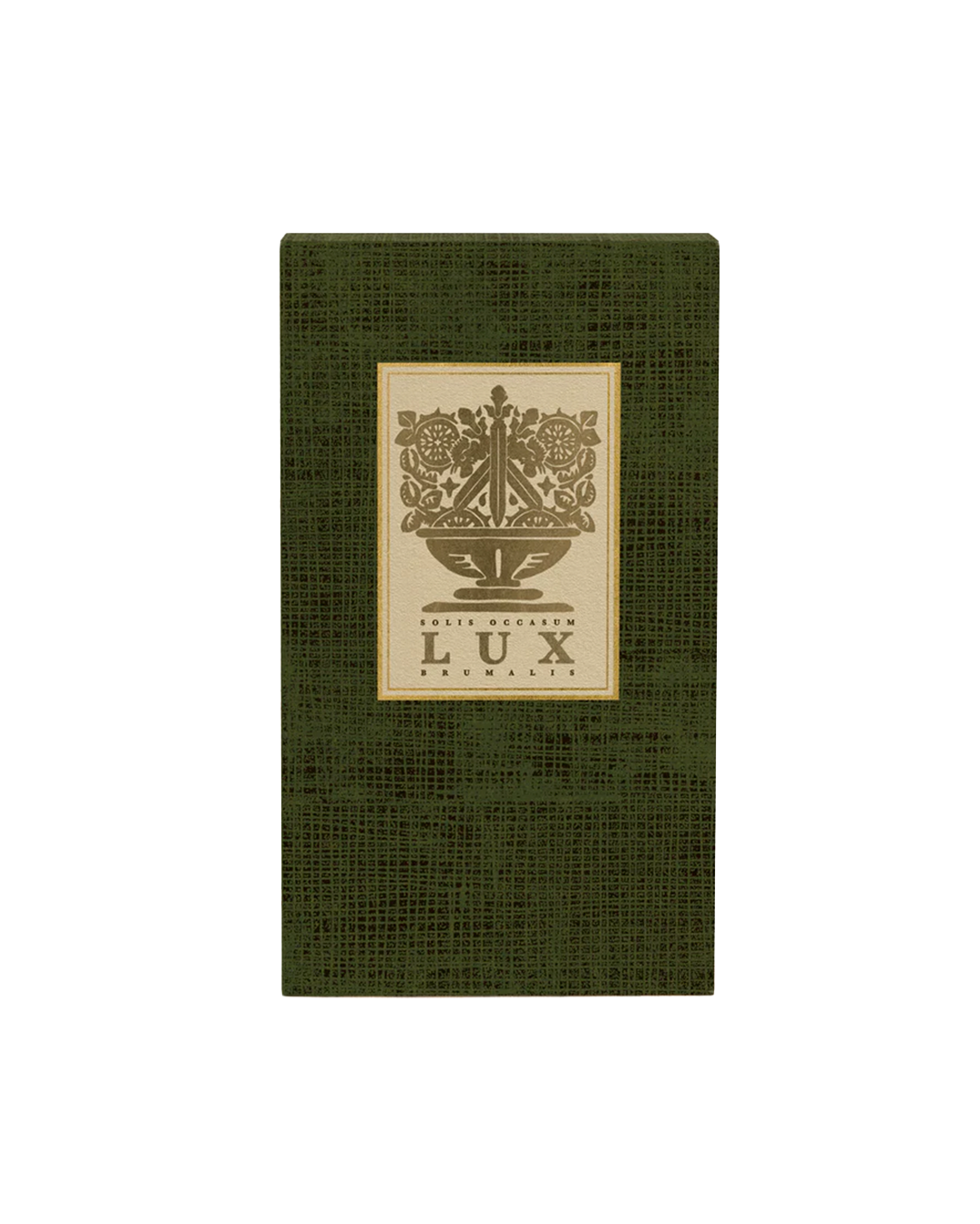 Green book with a gold emblem and 'LUX' text on a white background