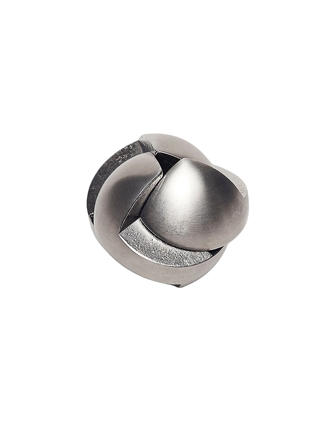 Metallic knot design on a white background