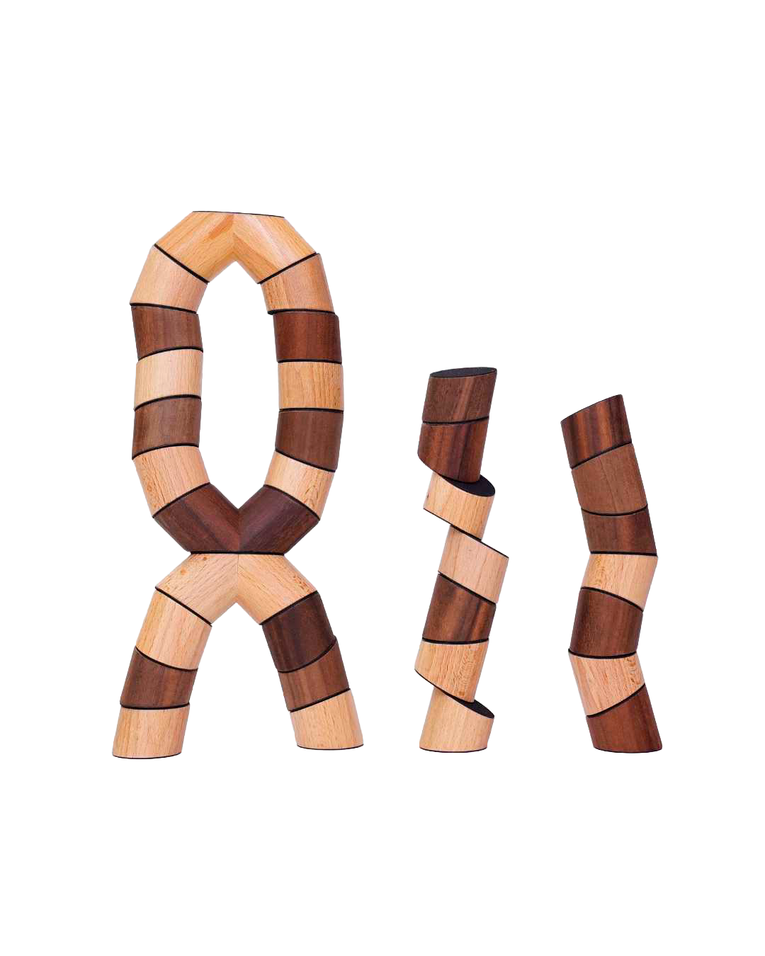 Wooden letter 'Q' on a white background