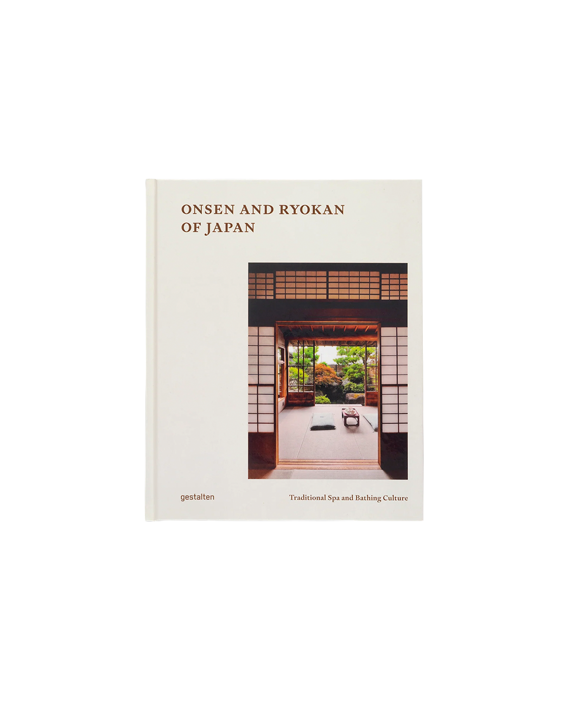 Book cover of 'Onsen and Ryokan of Japan' with a traditional Japanese room illustration on a white background.