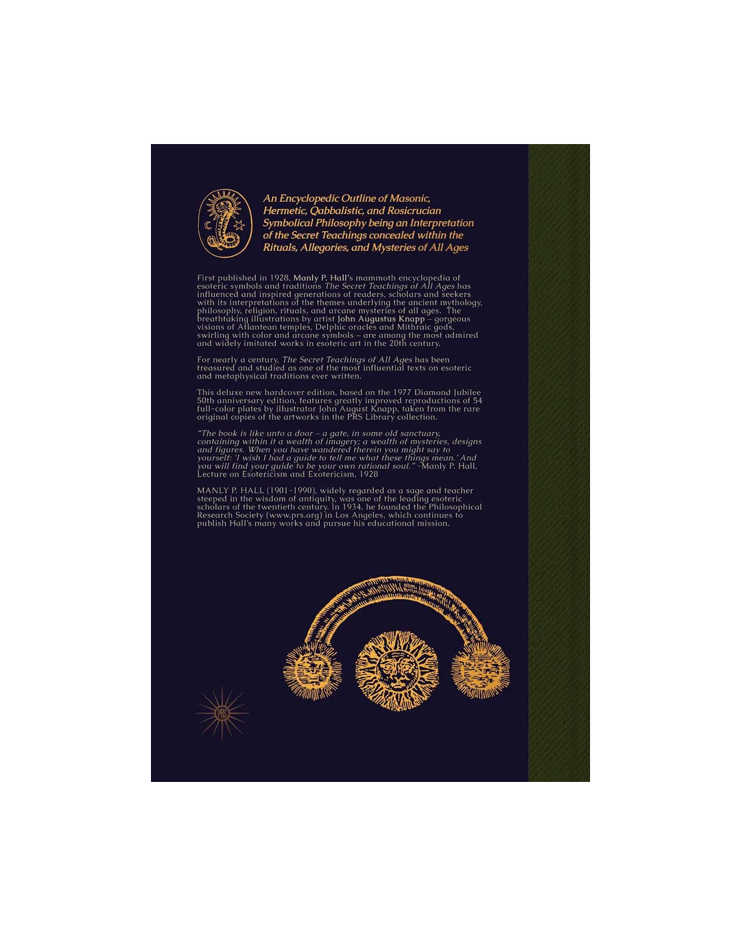 Book cover with gold text and design on a dark blue background