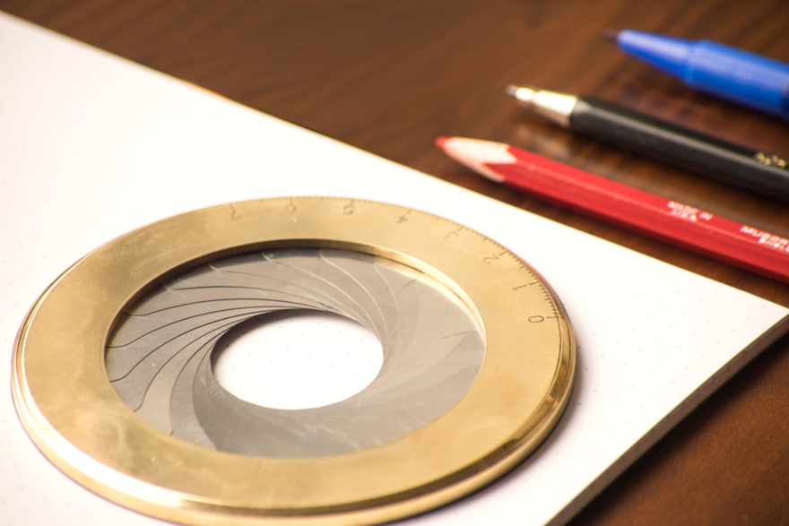 Trouva: Iris Solid Brass Circle Drawing Tool with Walnut Centring Tool