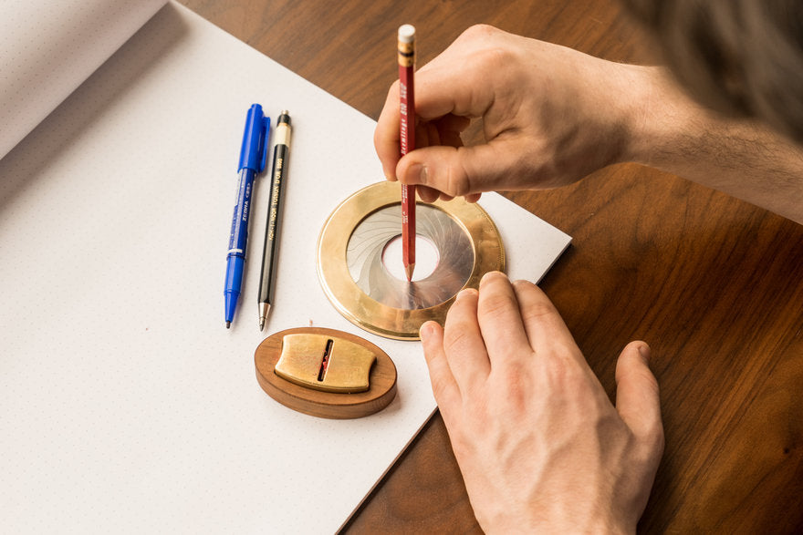 Trouva: Iris Solid Brass Circle Drawing Tool with Walnut Centring Tool